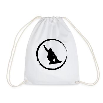 Corrik and Snowboarding - (2) - Drawstring Bag - white - Front