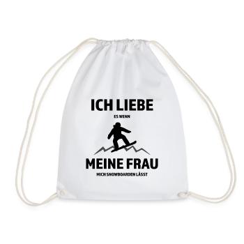 Ich liebe meine Frau - Snowboarden - - Turnbeutel - Weiß - Vorne