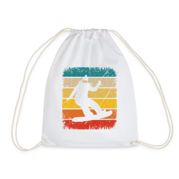 Vintage Square and Snowboarding 1 - - Drawstring Bag - white - Front