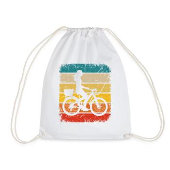 Vintage Square and Cycling 2 - - Drawstring Bag - white - Front