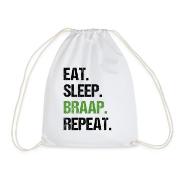 Eat Sleep Braap Wiederholung Funny Dirt Bike Motocross - Turnbeutel - Weiß - Vorne