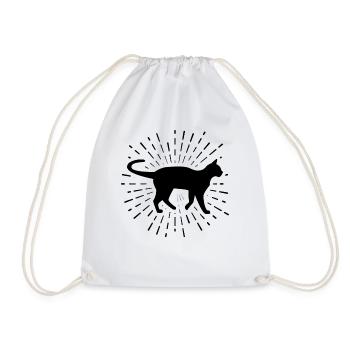 Fireworks and cat - - Drawstring Bag - white - Front