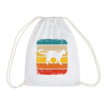 Vintage Square and Cat - - Drawstring Bag - white - Front