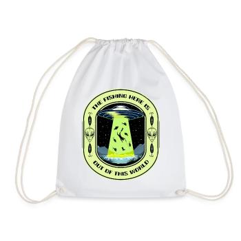 The Fishing Here Is Out Of This World UFO Fishing - Drawstring Bag - white - Front