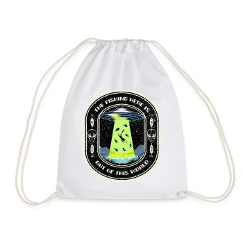 The Fishing Here Is Out Of This World UFO Fishing - Drawstring Bag - white - Front