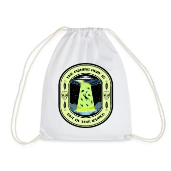 The Fishing Here Is Out Of This World UFO Fishing - Drawstring Bag - white - Front