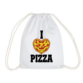 I Love Pizza Retro Funny Pizza Lover Fast Food - Drawstring Bag - white - Front