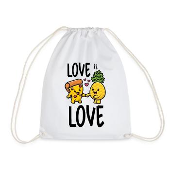 Pineapple Belongs On Pizza Funny Food Love Is Love - Drawstring Bag - white - Front
