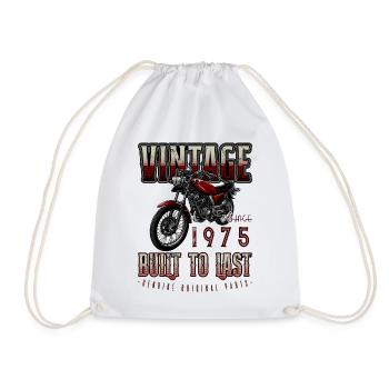 Vintage Motorcycle Bikers Motorbike Birthday 1975 - Drawstring Bag - white - Front