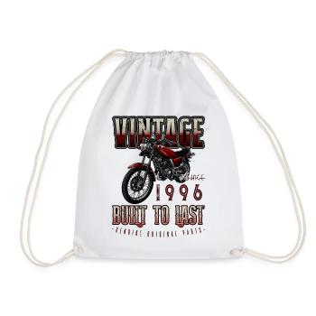 Vintage Motorcycle Bikers Motorbike Birthday 1996 - Drawstring Bag - white - Front
