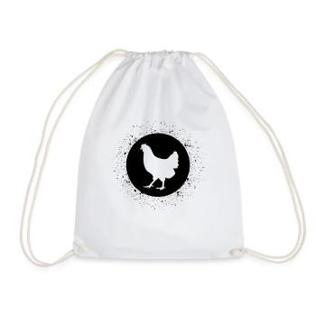Circle with splash and chicken - - Drawstring Bag - white - Front