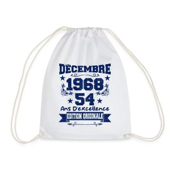 54 ans Vintage, Cadeau Anniversaire Décembre 1968 - Sac de sport léger - blanc - Devant