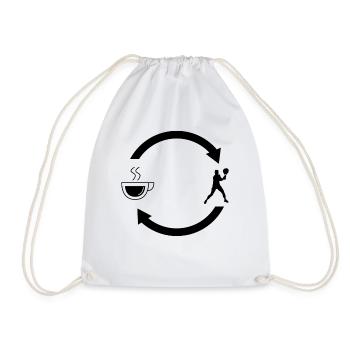 Coffee load arrows and tennis - - Drawstring Bag - white - Front