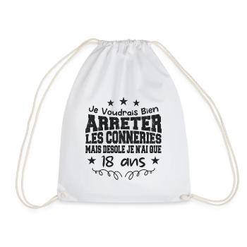 conneries 18 ans / cadeau anniversaire 18 ans - Sac de sport léger - blanc - Devant