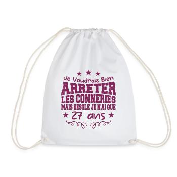 conneries 27 ans / cadeau anniversaire 27 ans - Sac de sport léger - blanc - Devant
