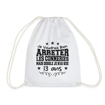 conneries 13 ans / cadeau anniversaire 13 ans - Sac de sport léger - blanc - Devant
