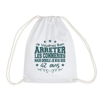 conneries 42 ans / cadeau anniversaire 42 ans - Sac de sport léger - blanc - Devant
