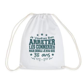 conneries 38 ans / cadeau anniversaire 38 ans - Sac de sport léger - blanc - Devant