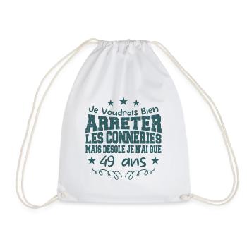 conneries 49 ans / cadeau anniversaire 49 ans - Sac de sport léger - blanc - Devant