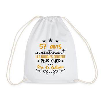 humour anniversaire 57 ans - Sac de sport léger - blanc - Devant