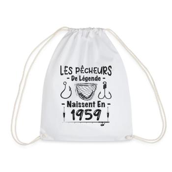 Pêcheur / Anniversaire né en 1959 / Cadeau Pêche - Sac de sport léger - blanc - Devant