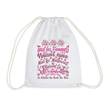 Anniversaire octobre 1956, octobre rose cadeau - Sac de sport léger - blanc - Devant