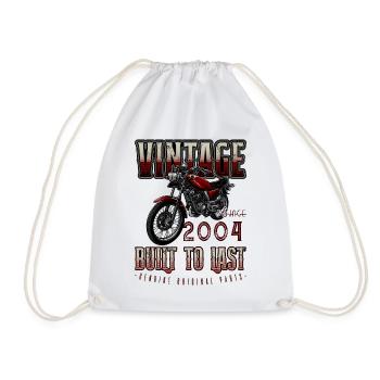 Vintage Motorcycle Bikers Motorbike Birthday 2004 - Drawstring Bag - white - Front