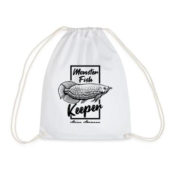 Monster Fish Keeper Arowana Tropical Fish - Drawstring Bag - white - Front