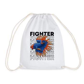 Betta Fish 80's Style Siamese Fighting Fish - Drawstring Bag - white - Front