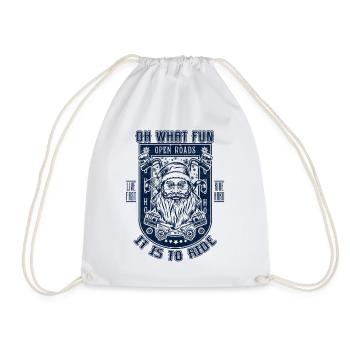 Funny Christmas Motorcycle Santa Biker Motorbike - Drawstring Bag - white - Front