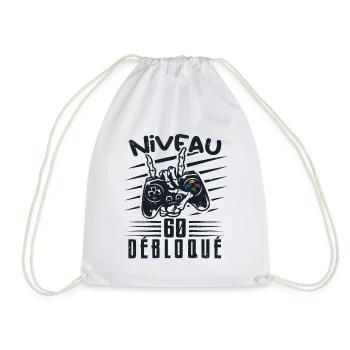 Niveau 60 Débloqué | cadeau de joueur - Sac de sport léger - blanc - Devant
