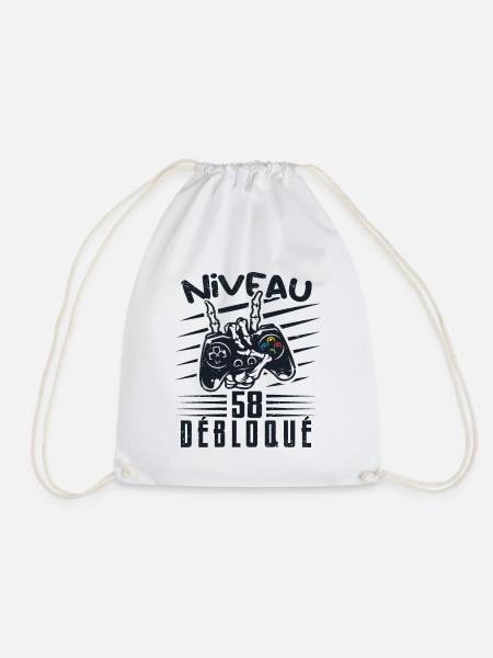 Niveau 58 Débloqué | cadeau de joueur - Sac de sport léger - blanc