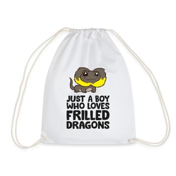 Just a Boy Who Loves Frilled Dragons - Drawstring Bag - white - Front