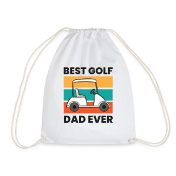 Best Golf Dad Ever Papa Father Funny Golfing - Drawstring Bag - white - Front