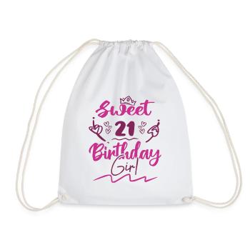 Sweet 21 birthday girl | Gift Birthday - Drawstring Bag - white - Front