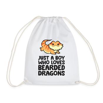 Bearded dragon Reptile Just a Boy Who Loves - Drawstring Bag - white - Front