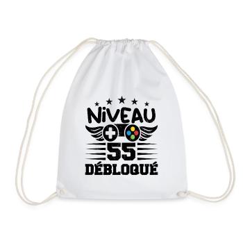 Niveau 55 débloqué - idée cadeau anniversaire - Sac de sport léger - blanc - Devant