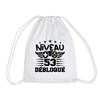 Niveau 53 débloqué - idée cadeau anniversaire - Sac de sport léger - blanc - Devant