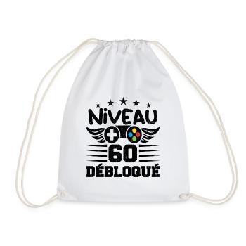 Niveau 60 débloqué - idée cadeau anniversaire - Sac de sport léger - blanc - Devant