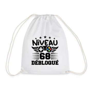 Niveau 68 débloqué - idée cadeau anniversaire - Sac de sport léger - blanc - Devant