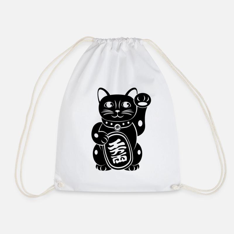 Maneki Neko Japanische Katze - Turnbeutel - Weiß