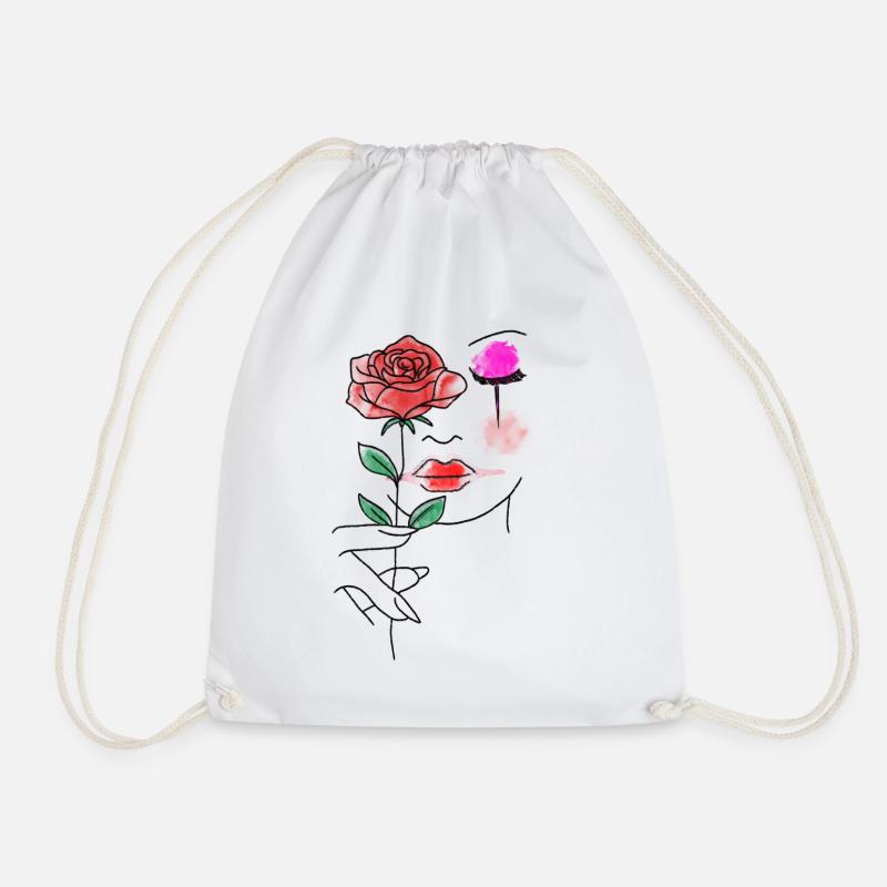 Clowncore Aesthetic Red Rose - Drawstring Bag - white