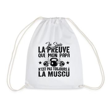 Preuve que mon papa muscu, Papa Musclé, Nouveau-né - Sac de sport léger - blanc - Devant