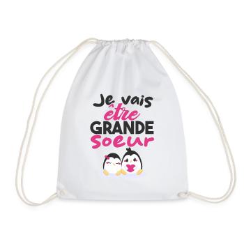 Future Grande Sœur | Annonce Grande Soeur Cadeau - Sac de sport léger - blanc - Devant