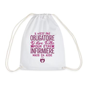 Folle et Infirmière Humour | Infirmière Cadeau - Sac de sport léger - blanc - Devant