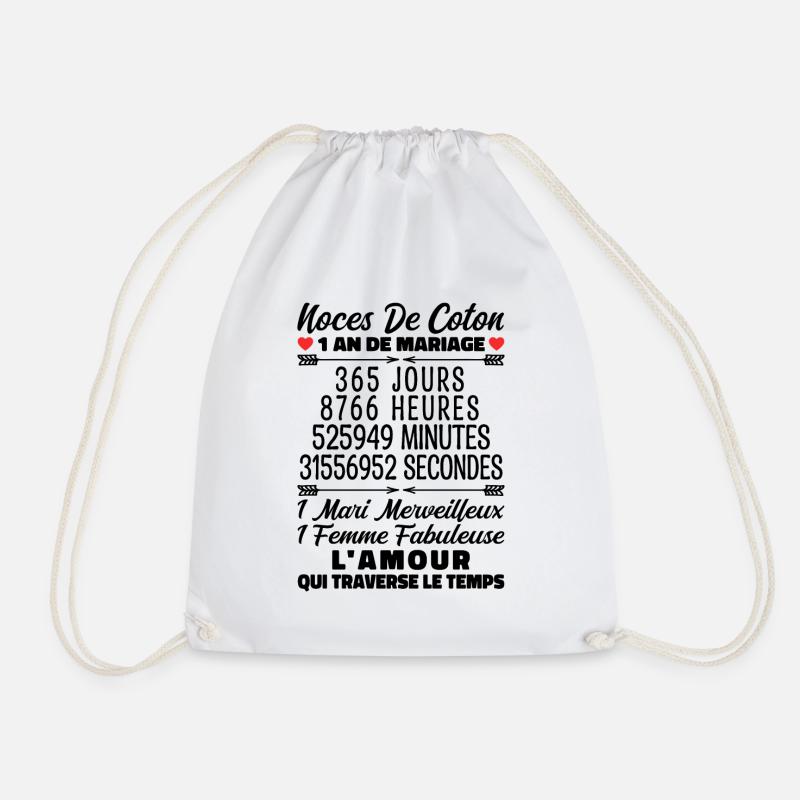 Noces De Coton 1 An De Mariage - Sac de sport léger - blanc