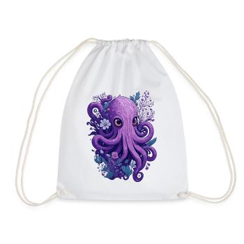 Calmar Octopus Fleurs Floral - Sac de sport léger - blanc - Devant