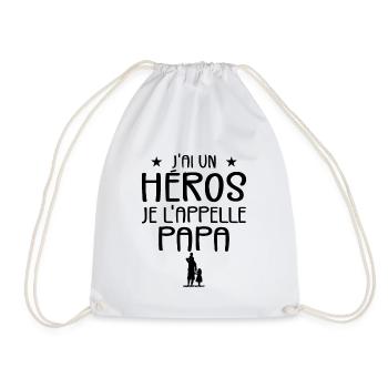J'ai Un Héros et Je L'appelle Papa - Enfant Papa - Sac de sport léger - blanc - Devant