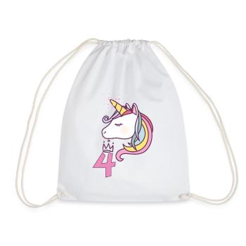 Anniversaire Fille Princesse Licorne 4 ans Cadeau - Sac de sport léger - blanc - Devant