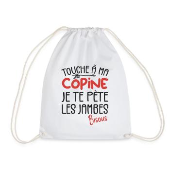 Touche a ma Copine je te pète les jambes Humour - Sac de sport léger - blanc - Devant